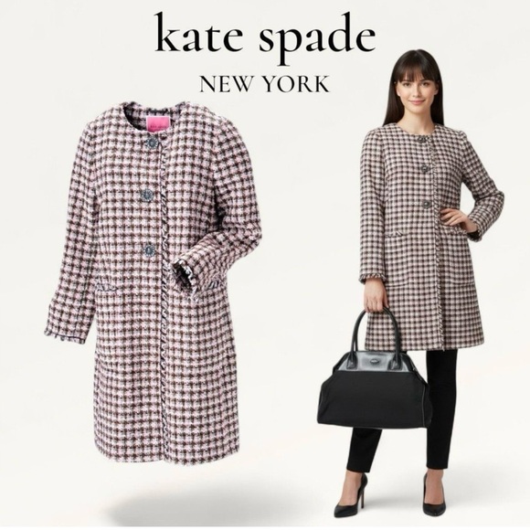kate spade Jackets & Blazers - Kate Spade New York Enchanted Tweed Coat Size Large EUC